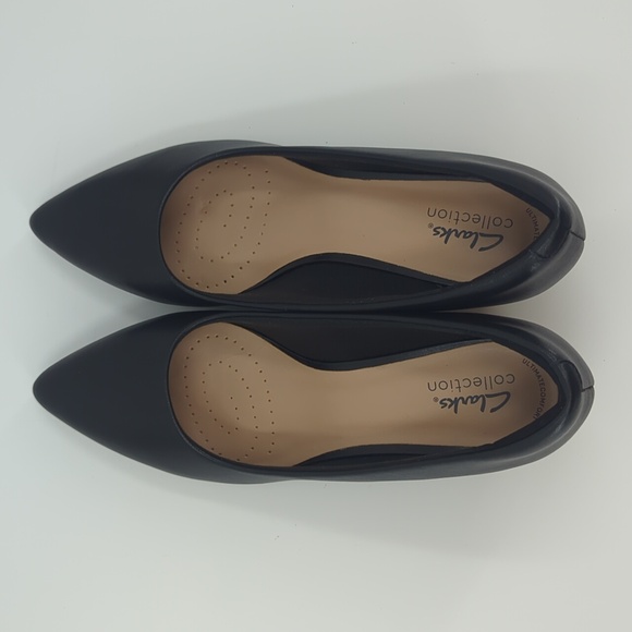 CLARKS Wide Width *NEW* Teresa Step Block-Heel Pumps Black Leather Sz 9.5 - Picture 5 of 9